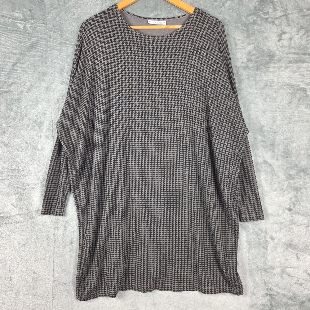 Bryn Walker Top Womens XXS Houndstooth Dimitri‎ Lagenlook Oversized Casual Tunic